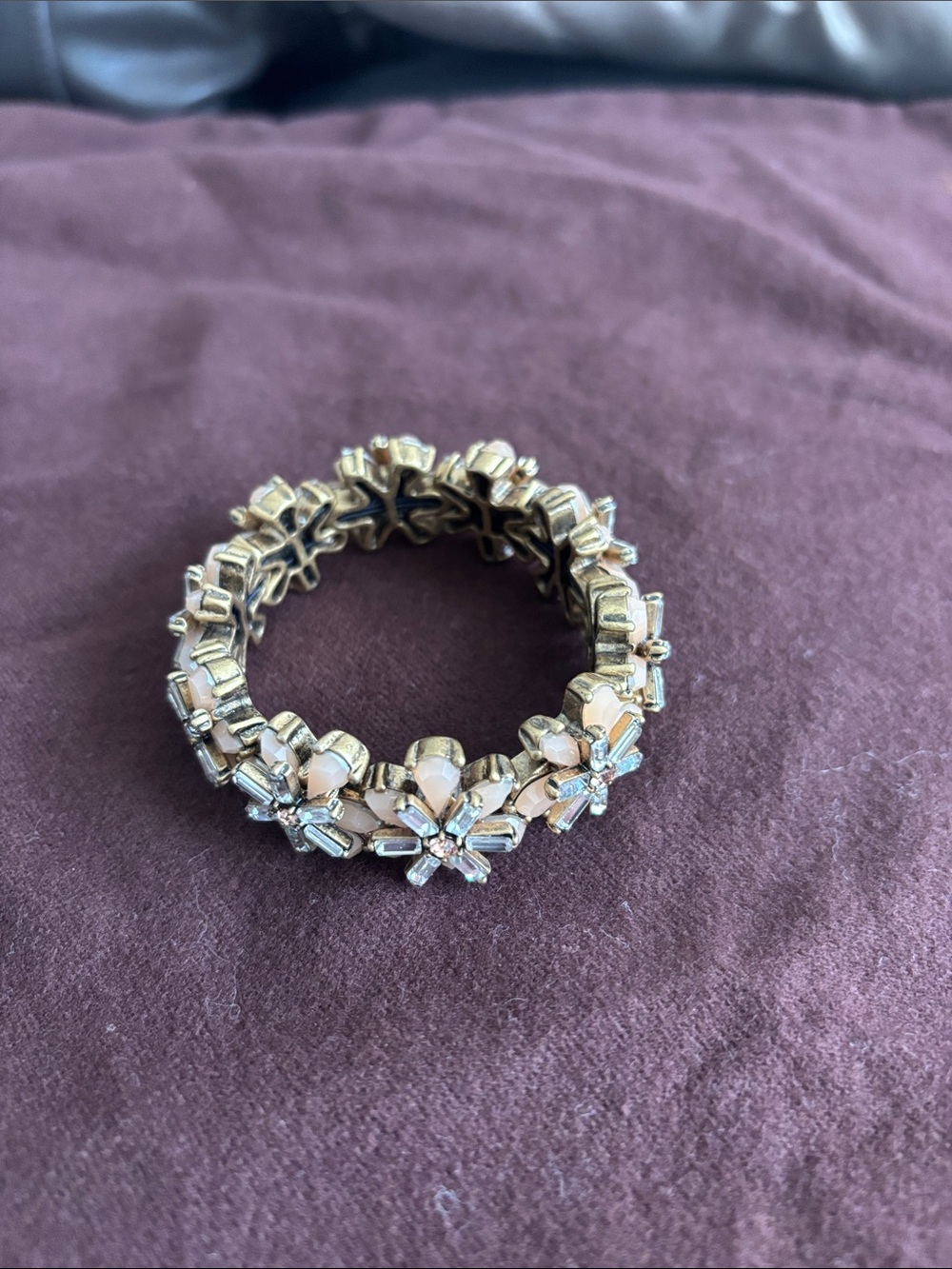 J. Crew Gold-Tone Floral Crystal Bracelet with Champagne Accents